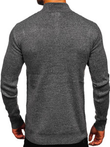 Bolf Herren Pullover mit Stehkragen Grau S8206