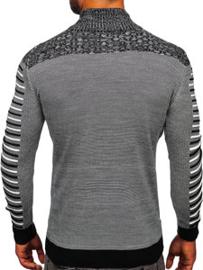 Bolf Herren Pullover mit Stehkragen Schwarz  1028