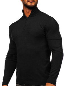 Bolf Herren Pullover mit Stehkragen Schwarz  MM6007