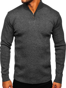 Bolf Herren Pullover mit Stehkragen Schwarz  S8279