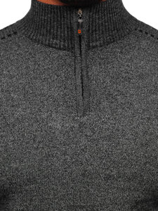 Bolf Herren Pullover mit Stehkragen Schwarz  S8279