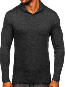 Bolf Herren Pullover mit Stehkragen Schwarzgrau MM6018