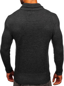 Bolf Herren Pullover mit Stehkragen Schwarzgrau MM6018