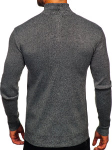 Bolf Herren Pullover mit Stehkragen Schwarzgrau  S8274