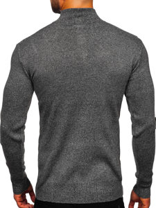 Bolf Herren Pullover mit Stehkragen Schwarzgrau  S8279