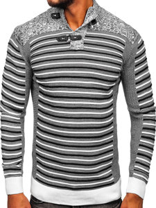 Bolf Herren Pullover mit Stehkragen Weiß  1028