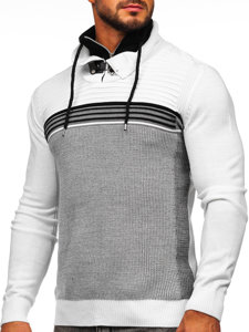 Bolf Herren Pullover mit Stehkragen Weiß 1051