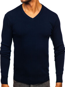 Bolf Herren Pullover mit V-Auschchnitt Dunkelblau H2405