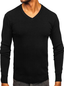 Bolf Herren Pullover mit V-Auschchnitt Schwarz H2405