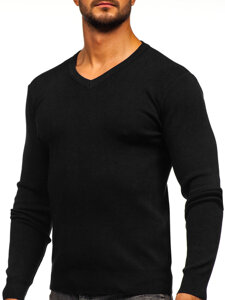 Bolf Herren Pullover mit V-Auschchnitt Schwarz H2405