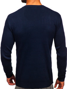 Bolf Herren Pullover mit V-Ausschnitt Basic Dunkalblau  S8533