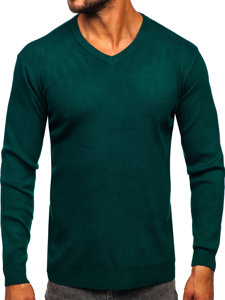 Bolf Herren Pullover mit V-Ausschnitt Basic Grün  S8533