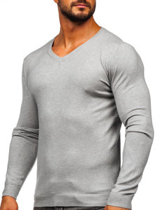 Bolf Herren Pullover mit V-Ausschnitt Grau  MMB601