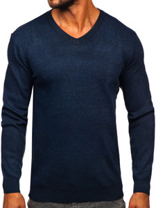 Bolf Herren Pullover mit V-Ausschnitt basic Dunkalblau  S8530