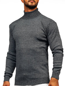 Bolf Herren Rollkragenpullover Basic Anthrazit  S8730