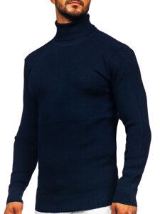 Bolf Herren Rollkragenpullover Basic Dunkalblau  S8751