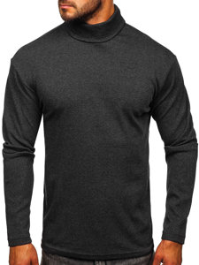 Bolf Herren Rollkragenpullover Basic Schwarzgrau  145347