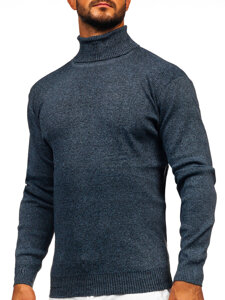 Bolf Herren Rollkragenpullover Basic Schwarzgrau  S8515