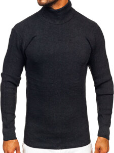 Bolf Herren Rollkragenpullover Basic Schwarzgrau  S8751