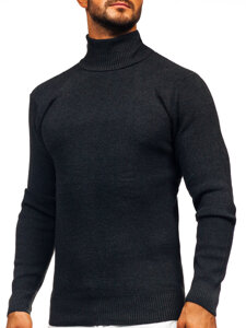 Bolf Herren Rollkragenpullover Basic Schwarzgrau  S8751