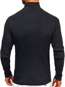 Bolf Herren Rollkragenpullover Basic Schwarzgrau  S8751