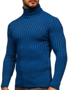 Bolf Herren Rollkragenpullover Blau  4602