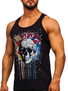 Bolf Herren Shirt Tank Top Boxingshirt mit Motiv Schwarz  14839