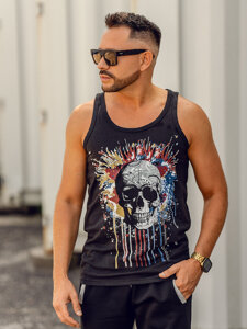 Bolf Herren Shirt Tank Top Boxingshirt mit Motiv Schwarz  14839