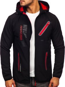 Bolf Herren Softshell Jacke Schwarz-Rot HH023