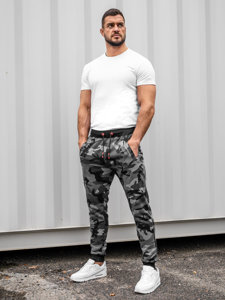 Bolf Herren Sporthose Camo-Schwarzgrau  KZ15A