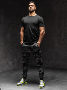 Bolf Herren Sporthose Camo-Schwarzgrau KZ15A1