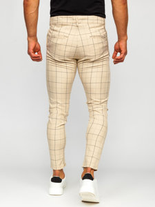 Bolf Herren Stoffhose Chinos Kariert Beige 0060