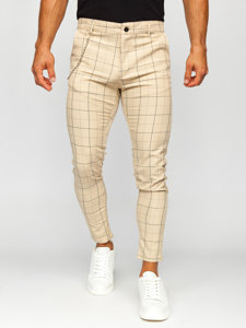 Bolf Herren Stoffhose Chinos Kariert Beige 0060