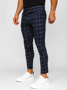 Bolf Herren Stoffhose Chinos Kariert Dunkalblau  0058