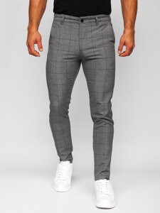 Bolf Herren Stoffhose Chinos Kariert Schwarzgrau-Schwarz  0032