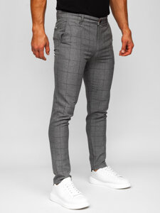 Bolf Herren Stoffhose Chinos Kariert Schwarzgrau-Schwarz  0032