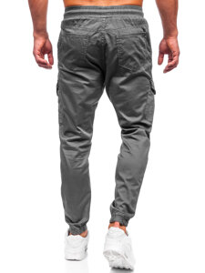 Bolf Herren Stoffhose Joggers Cargohose Schwarzgrau  384