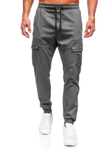 Bolf Herren Stoffhose Joggers Cargohose Schwarzgrau  384