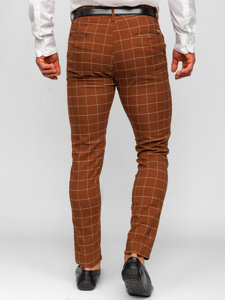 Bolf Herren Stoffhose Karierte Chinos Braun  0047