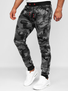 Bolf Herren Sweathose Sporthose Camo-Schwarzgrau  KZ15B