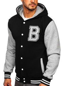 Bolf Herren Sweatjacke College Jacke mit Aufdruck Schwarz 07