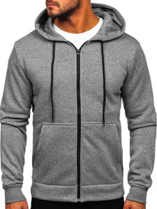 Bolf Herren Sweatjacke Kapuzenpullover mit Reißverschluss Dunkelgrau  HW2787