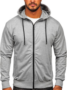 Bolf Herren Sweatjacke Kapuzenpullover mit Reißverschluss Grau  B025