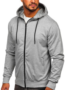 Bolf Herren Sweatjacke Kapuzenpullover mit Reißverschluss Grau  B025