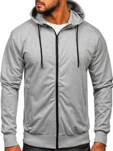 Bolf Herren Sweatjacke Kapuzenpullover mit Reißverschluss Grau  B025