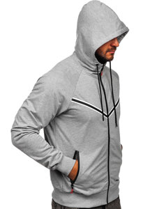 Bolf Herren Sweatjacke Kapuzenpullover mit Reißverschluss Grau  B035