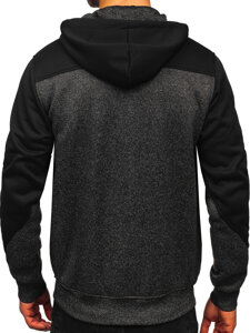 Bolf Herren Sweatjacke Sweatshirt Jacke mit Kapuze Anthrazit  TC1206