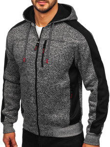 Bolf Herren Sweatjacke Sweatshirt Jacke mit Kapuze Anthrazit  TC1230