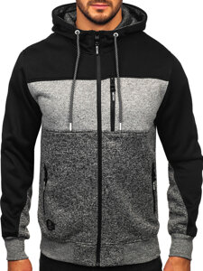 Bolf Herren Sweatjacke Sweatshirt Jacke mit Kapuze Grau  TC1206