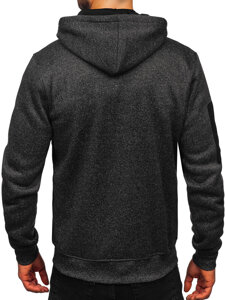 Bolf Herren Sweatjacke Sweatshirt Jacke mit Kapuze Schwarzgrau  TC1211